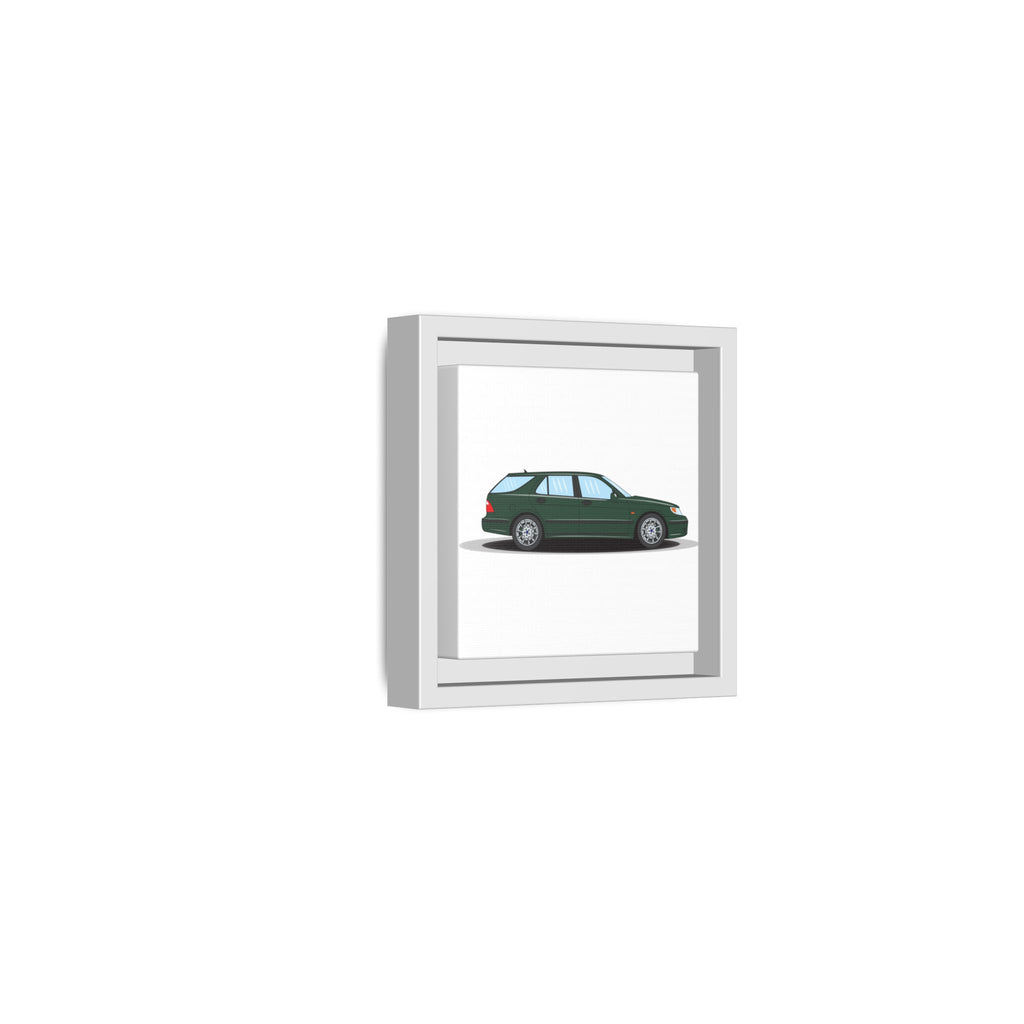 Saab 9-5 OG Aero Wagon Scarabe Green Art Print — Framed Matte Canvas Wall Decor