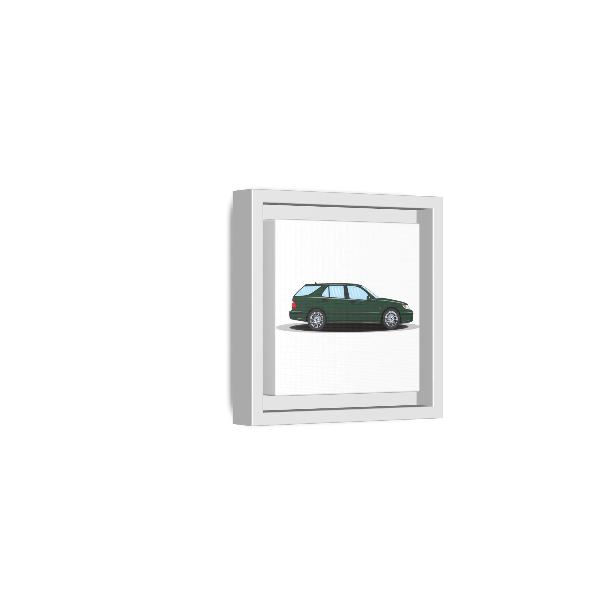 Saab 9-5 OG Aero Wagon Scarabe Green Art Print — Framed Matte Canvas Wall Decor