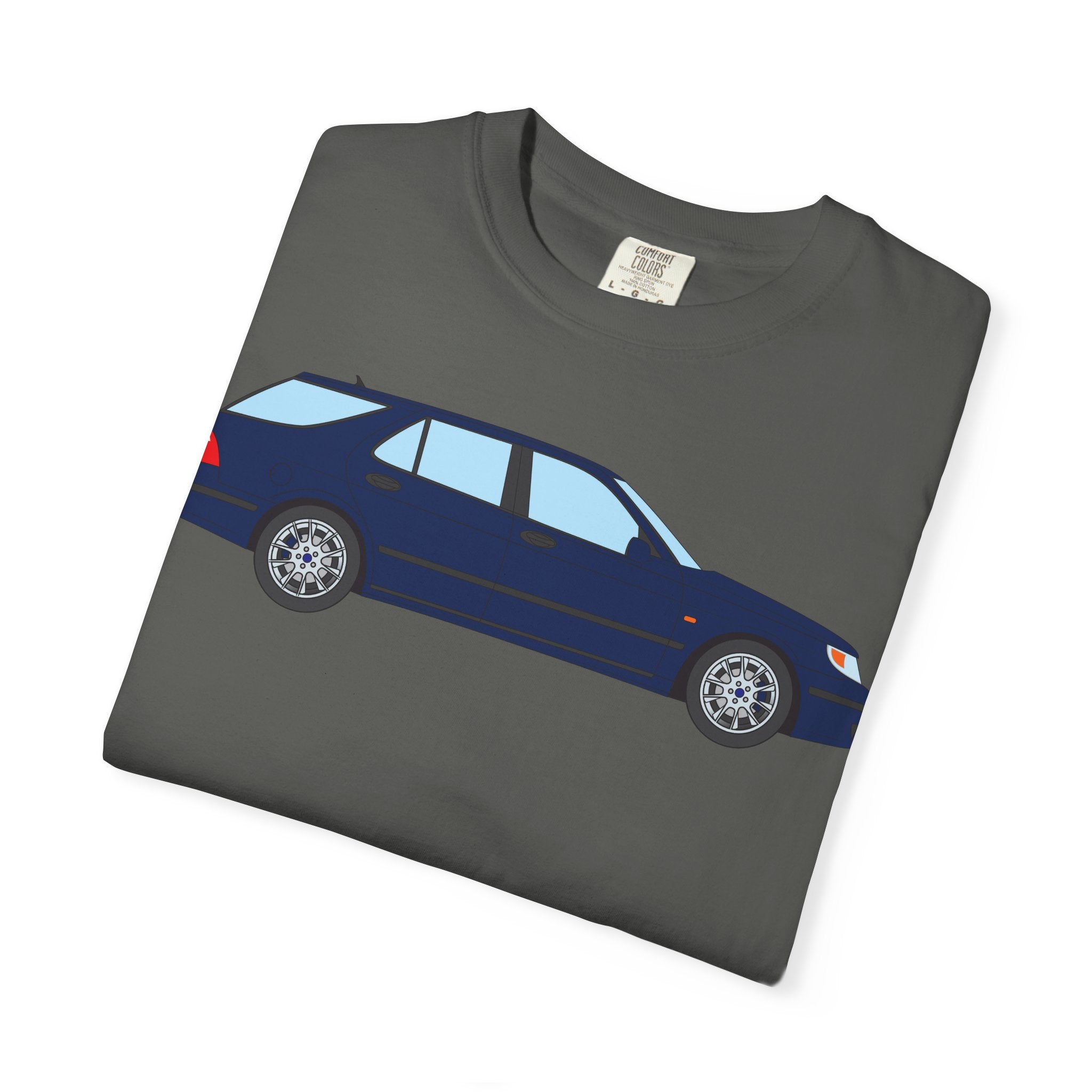 Saab 9-5 OG Aero Wagon Midnight Blue  — T-Shirt — Retro Car Graphic Tee