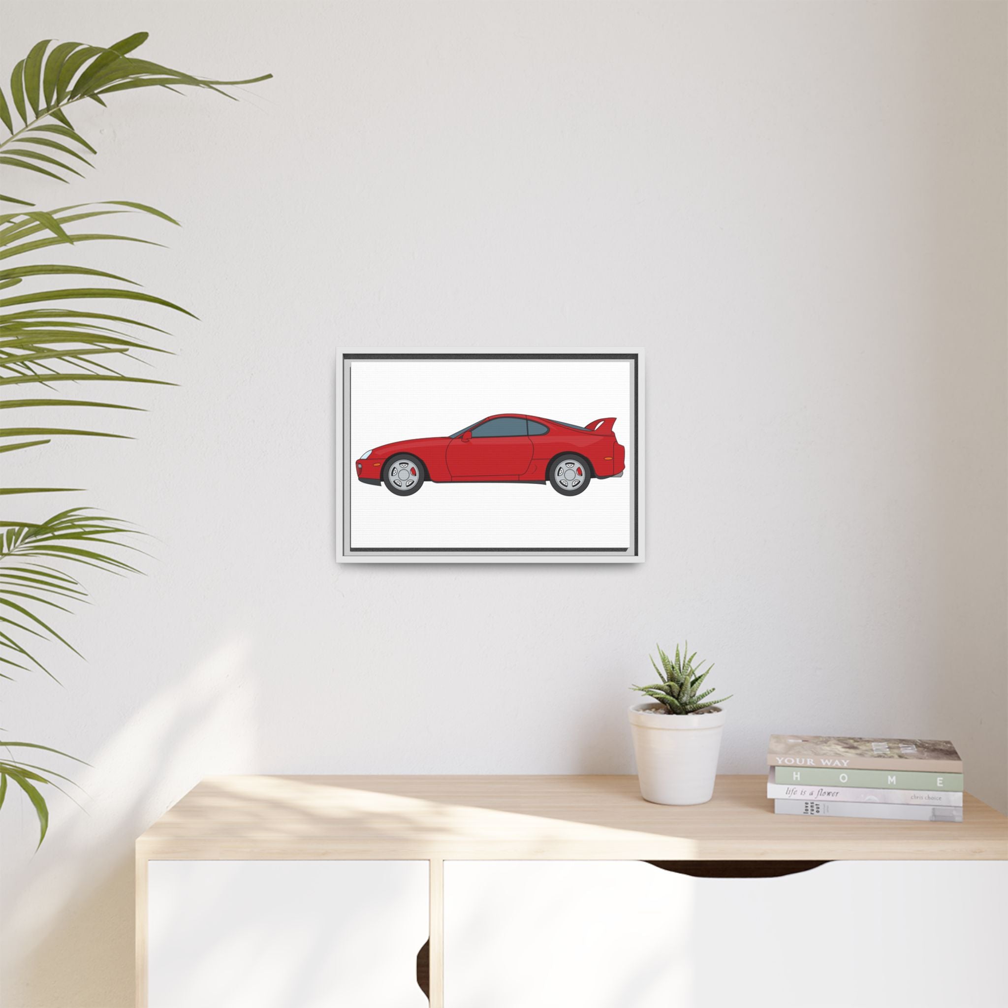 Toyota Supra MK4 Super Red ll Art Print — Framed Matte Canvas Wall Decor