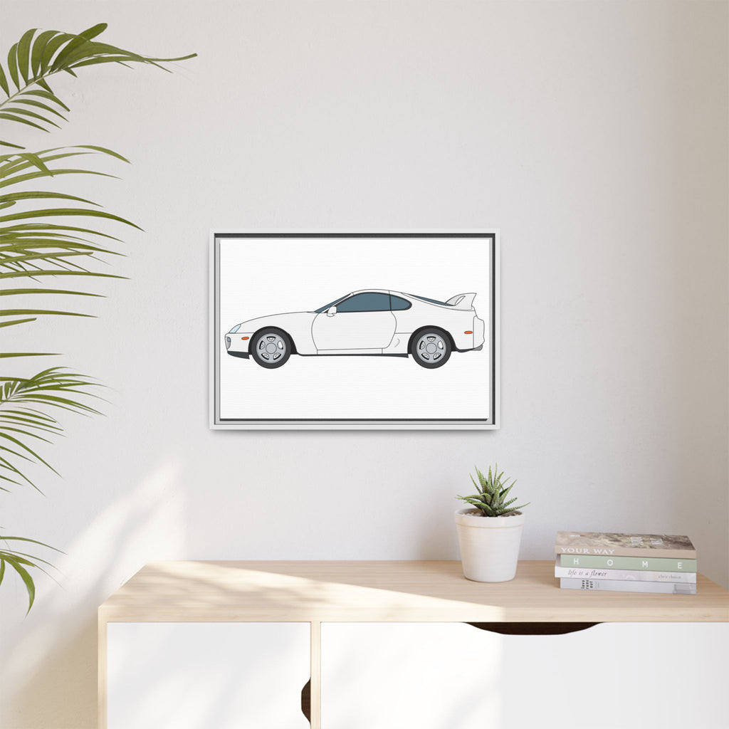 Toyota Supra MK4 Super White ll Art Print — Framed Matte Canvas Wall Decor