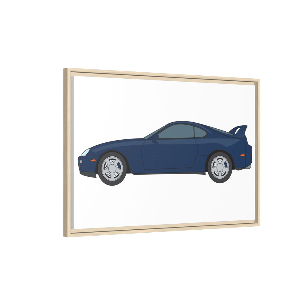 Toyota Supra MK4 Royal Sapphire Art Print — Framed Matte Canvas Wall Decor