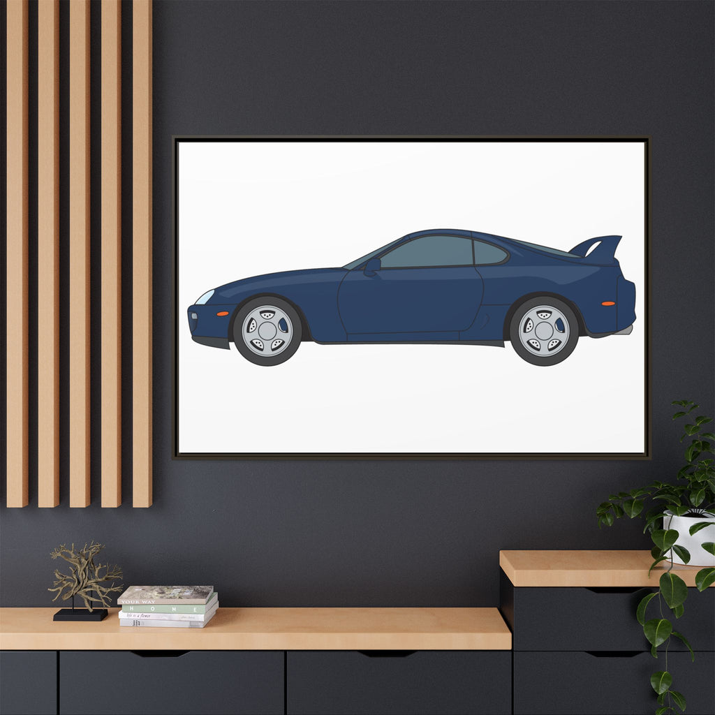 Toyota Supra MK4 Royal Sapphire Art Print — Framed Matte Canvas Wall Decor
