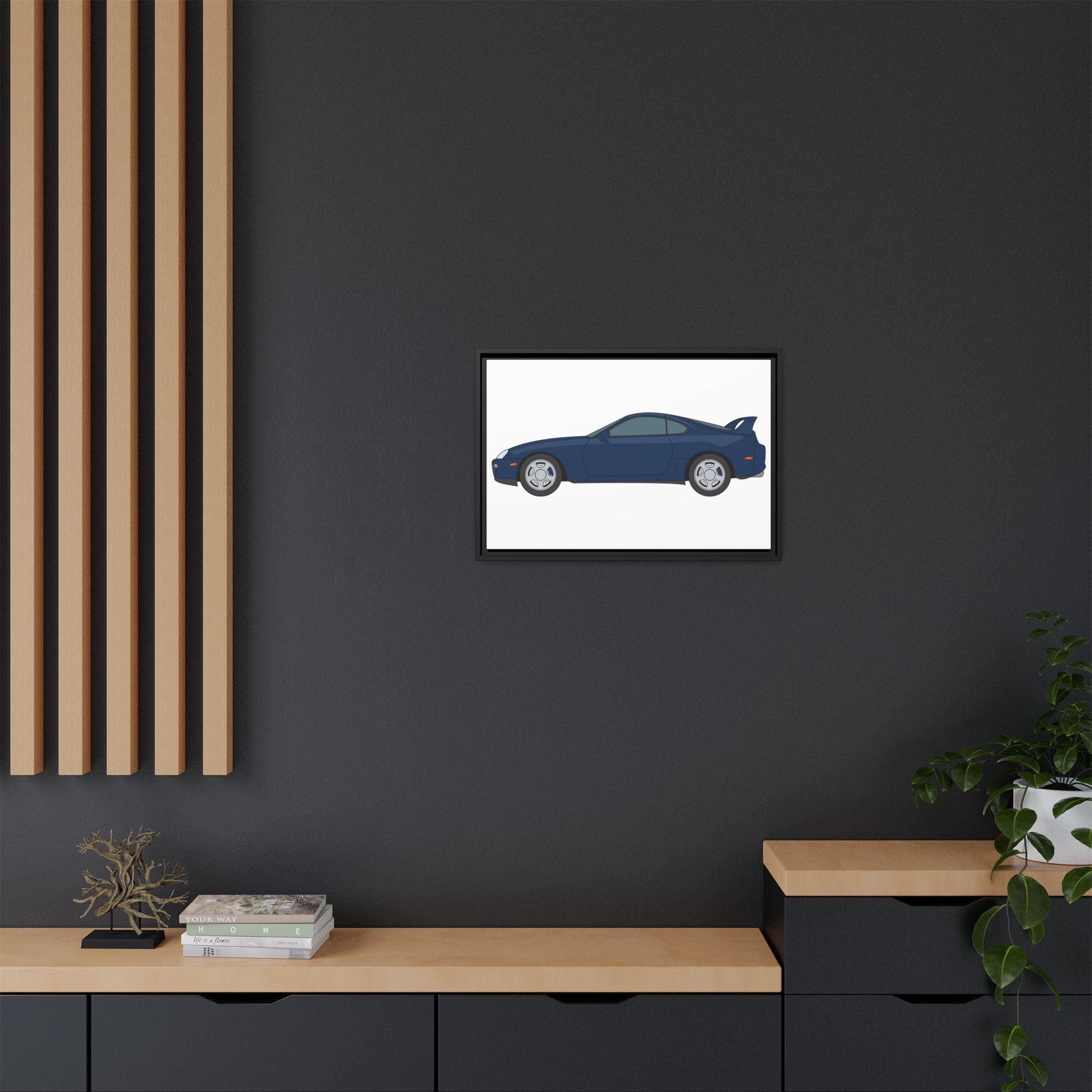 Toyota Supra MK4 Royal Sapphire Art Print — Framed Matte Canvas Wall Decor