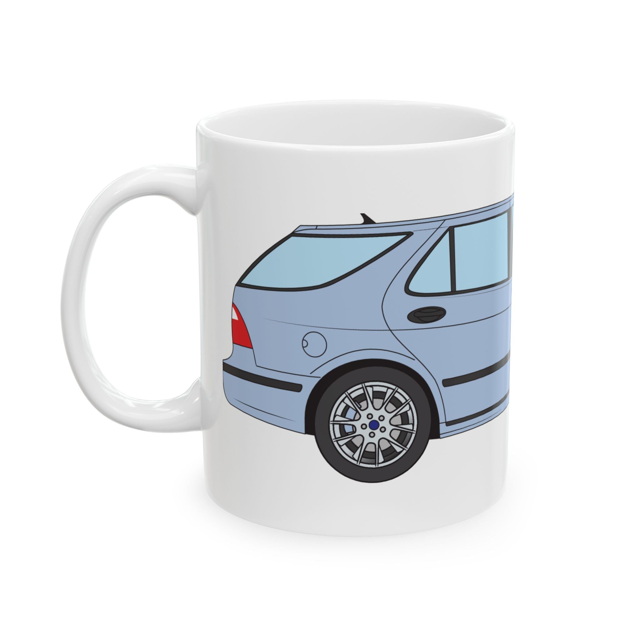 Saab 9-5 OG Aero Wagon Ice Blue — Ceramic Mug — Coffee Cup (11oz & 15oz)