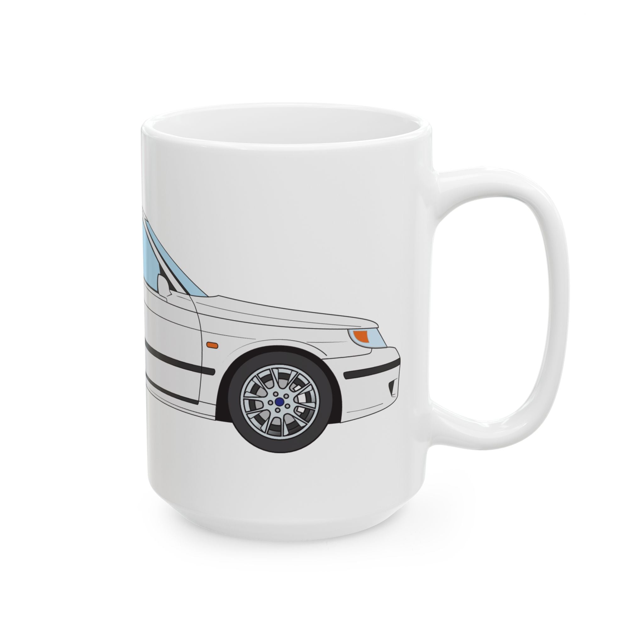 Saab 9-5 OG Aero Wagon Artic White — Ceramic Mug — Coffee Cup (11oz & 15oz)