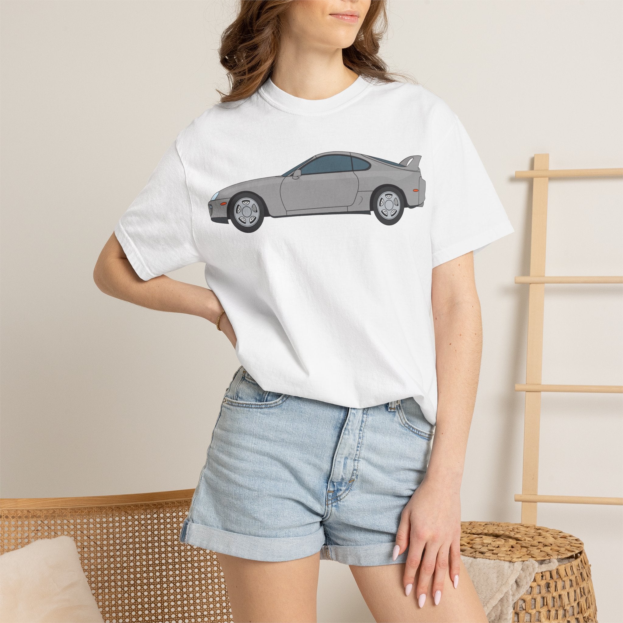Toyota Supra MK4 Silver Metallic  — T-Shirt — Retro Car Graphic Tee