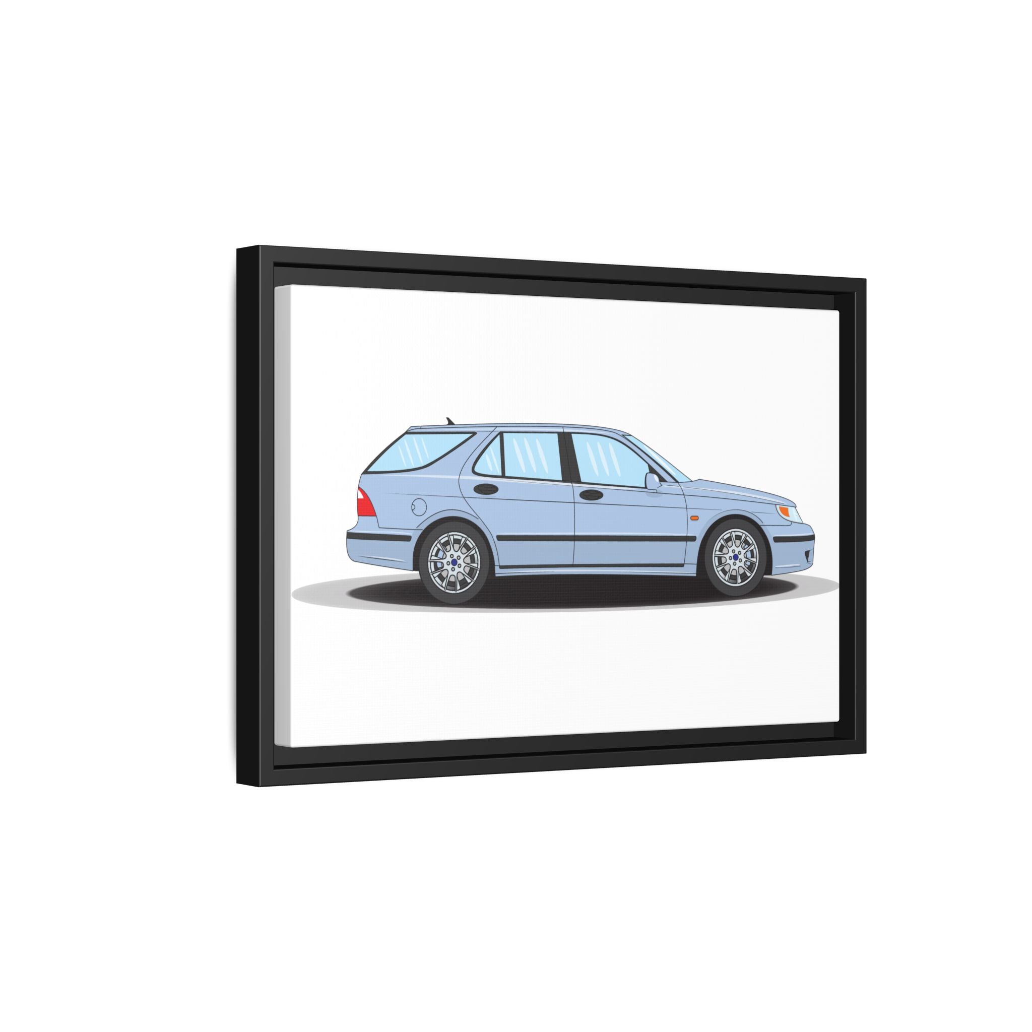 Saab 9-5 OG Aero Wagon Ice Blue Art Print — Framed Matte Canvas Wall Decor
