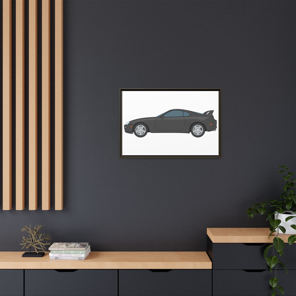 Toyota Supra MK4 Anthracite Art Print — Framed Matte Canvas Wall Decor