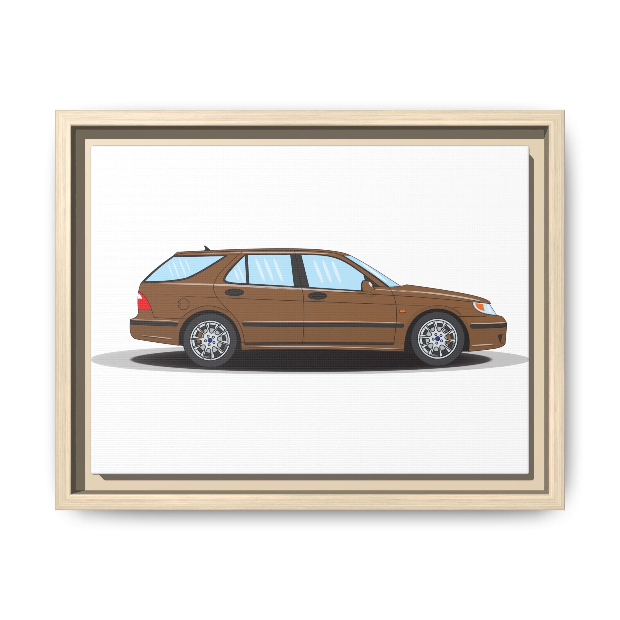 Saab 9-5 OG Aero Wagon Hazelnut Metallic Art Print — Framed Matte Canvas Wall Decor
