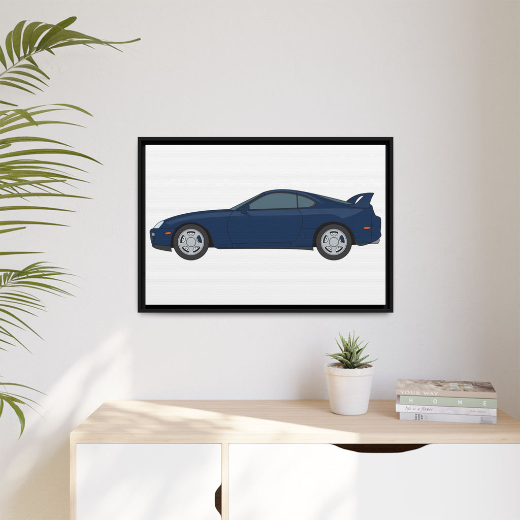 Toyota Supra MK4 Royal Sapphire Art Print — Framed Matte Canvas Wall Decor