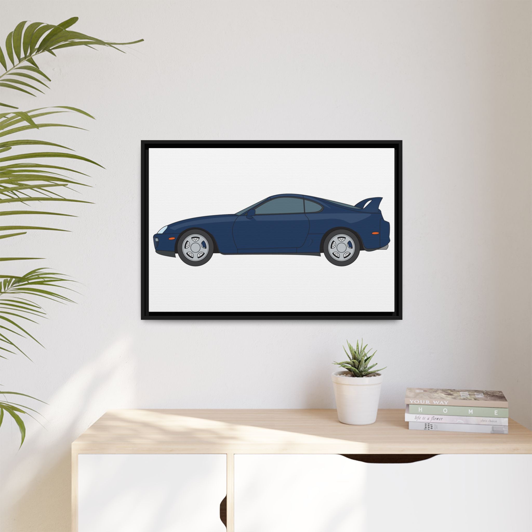 Toyota Supra MK4 Royal Sapphire Art Print — Framed Matte Canvas Wall Decor