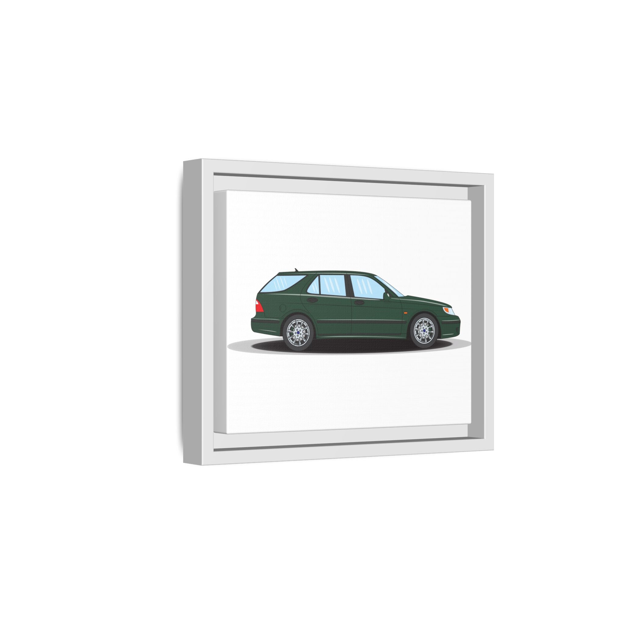 Saab 9-5 OG Aero Wagon Scarabe Green Art Print — Framed Matte Canvas Wall Decor