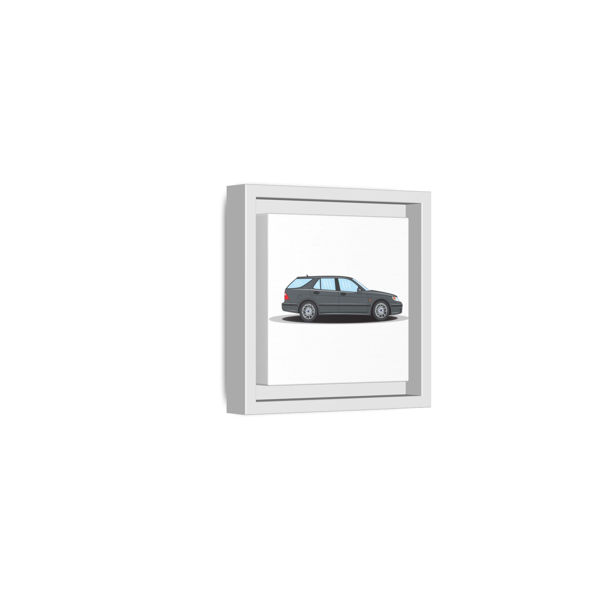 Saab 9-5 OG Aero Steel Grey Art Print — Framed Matte Canvas Wall Decor