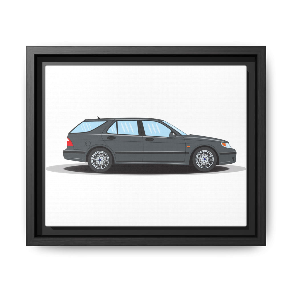 Saab 9-5 OG Aero Steel Grey Art Print — Framed Matte Canvas Wall Decor