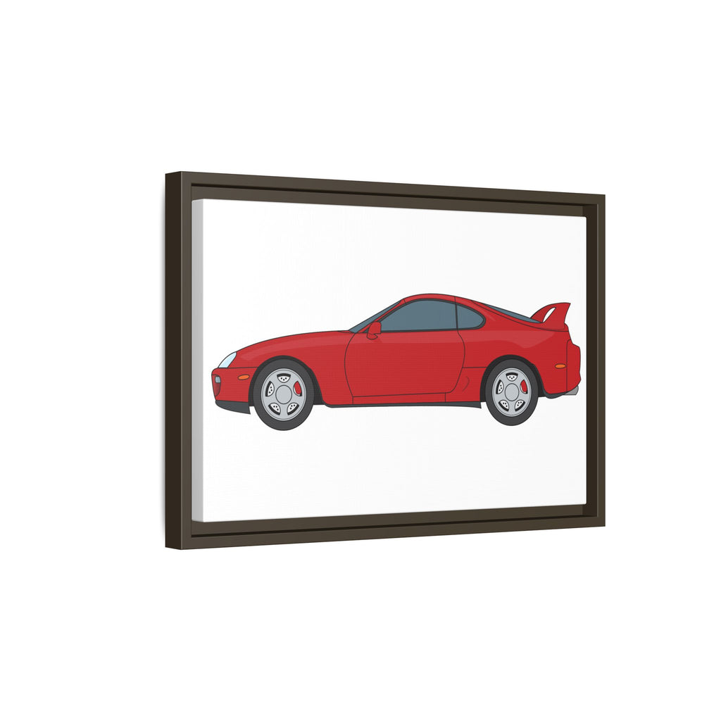 Toyota Supra MK4 Super Red ll Art Print — Framed Matte Canvas Wall Decor
