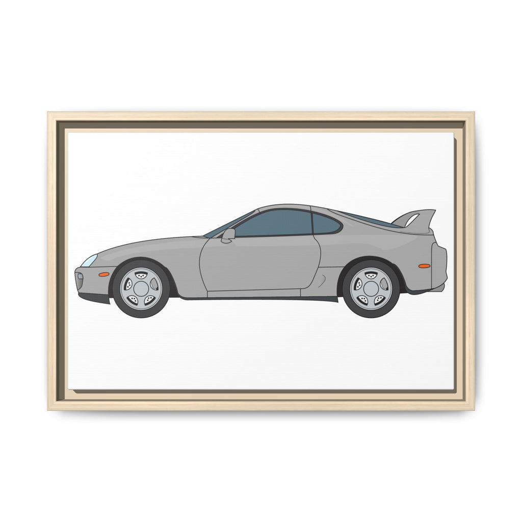 Toyota Supra MK4 Silver Metallic Art Print — Framed Matte Canvas Wall Decor