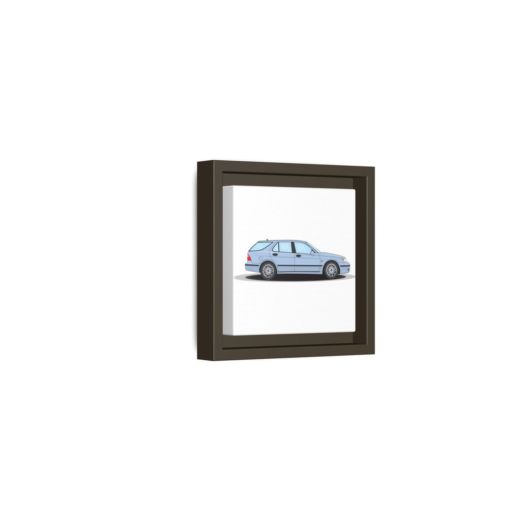 Saab 9-5 OG Aero Wagon Ice Blue Art Print — Framed Matte Canvas Wall Decor