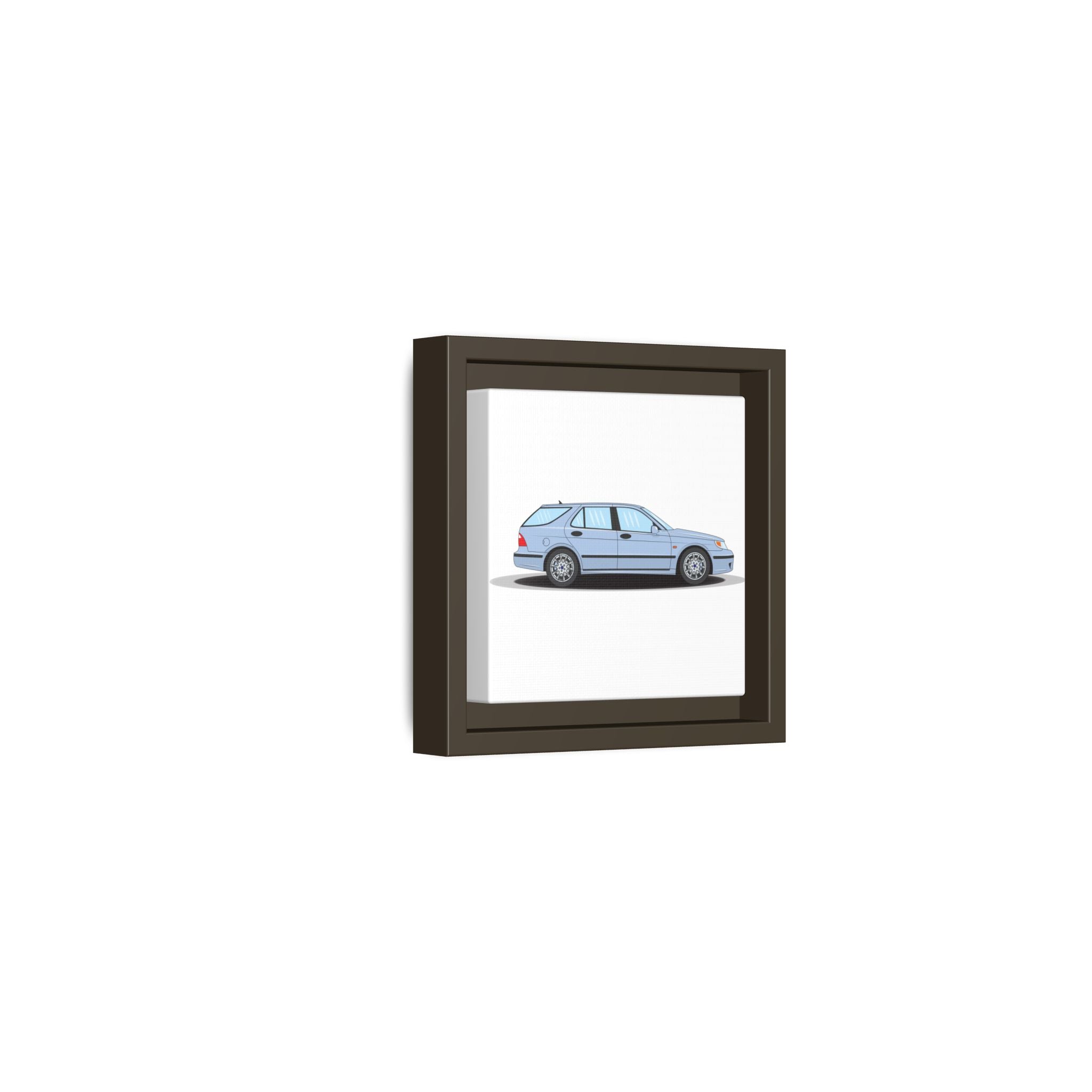 Saab 9-5 OG Aero Wagon Ice Blue Art Print — Framed Matte Canvas Wall Decor