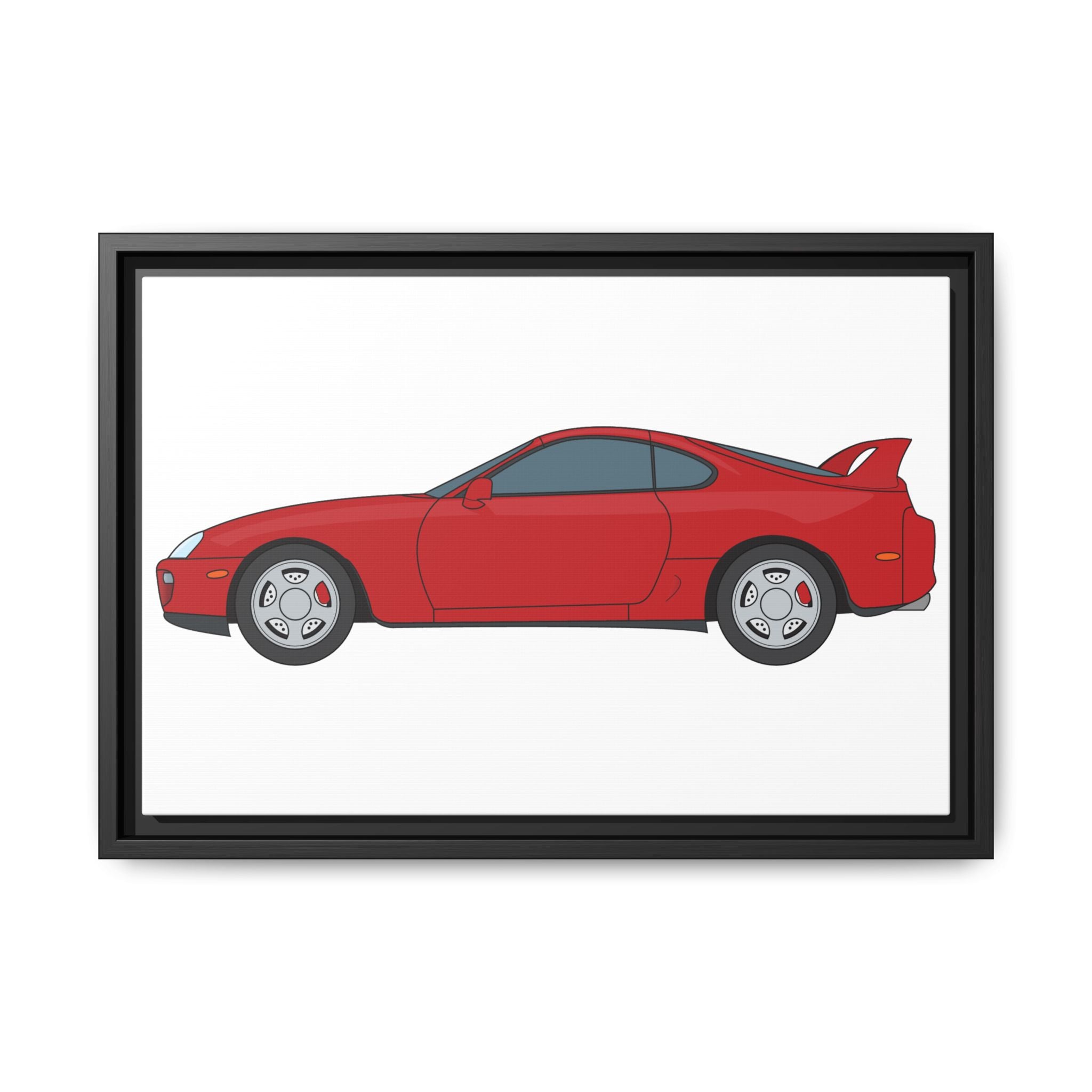 Toyota Supra MK4 Super Red ll Art Print — Framed Matte Canvas Wall Decor