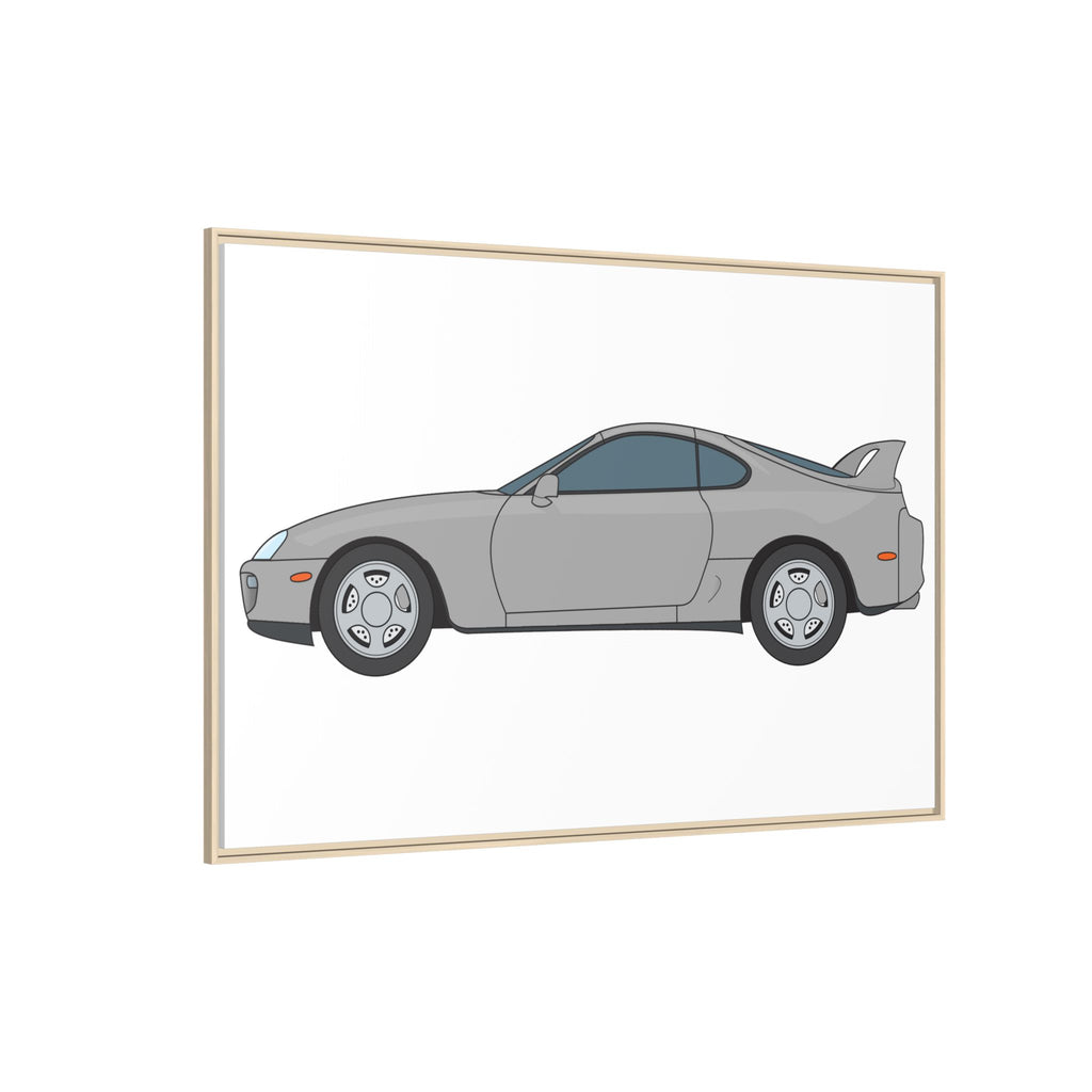 Toyota Supra MK4 Silver Metallic Art Print — Framed Matte Canvas Wall Decor