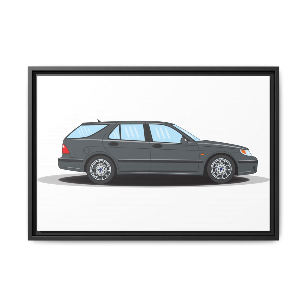 Saab 9-5 OG Aero Steel Grey Art Print — Framed Matte Canvas Wall Decor