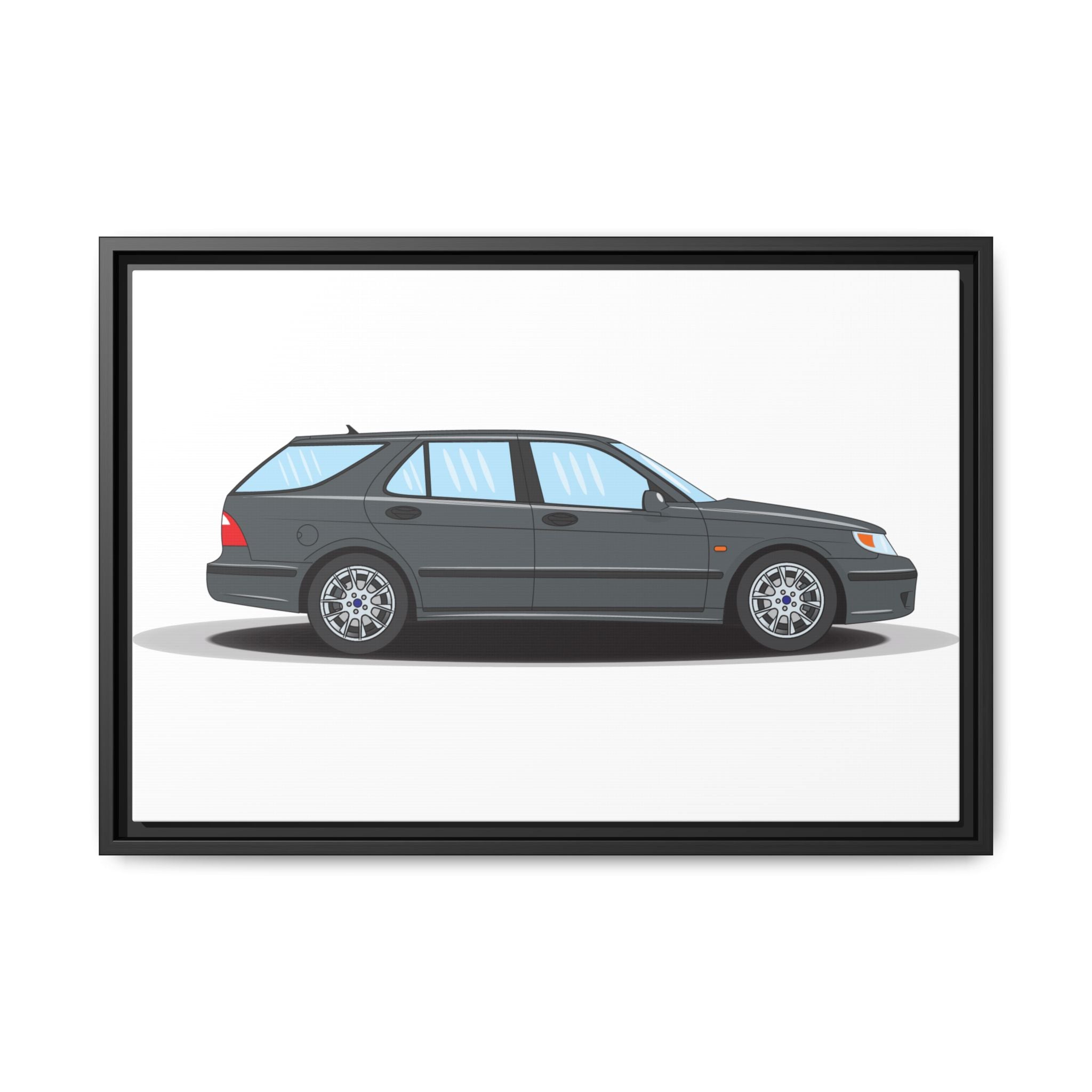 Saab 9-5 OG Aero Steel Grey Art Print — Framed Matte Canvas Wall Decor