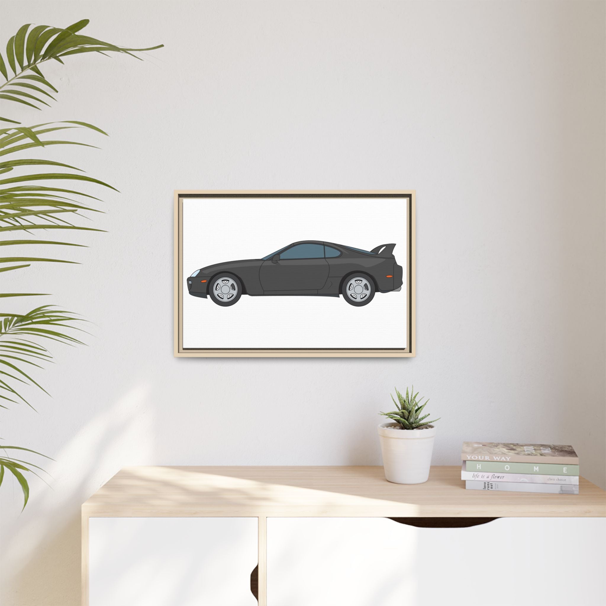 Toyota Supra MK4 Anthracite Art Print — Framed Matte Canvas Wall Decor