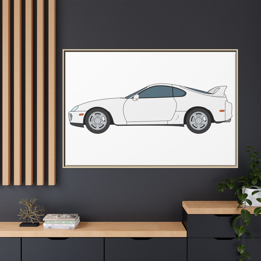 Toyota Supra MK4 Super White ll Art Print — Framed Matte Canvas Wall Decor