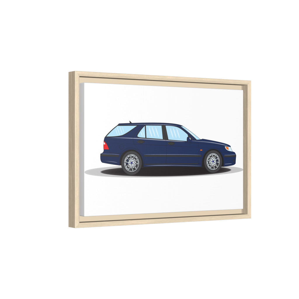 Saab 9-5 OG Aero Wagon Midnight Blue Art Print — Framed Matte Canvas Wall Decor
