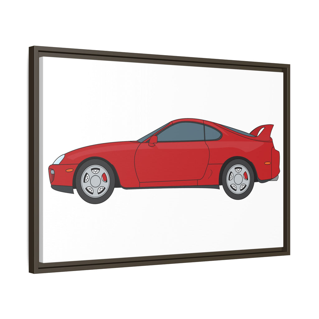 Toyota Supra MK4 Super Red ll Art Print — Framed Matte Canvas Wall Decor