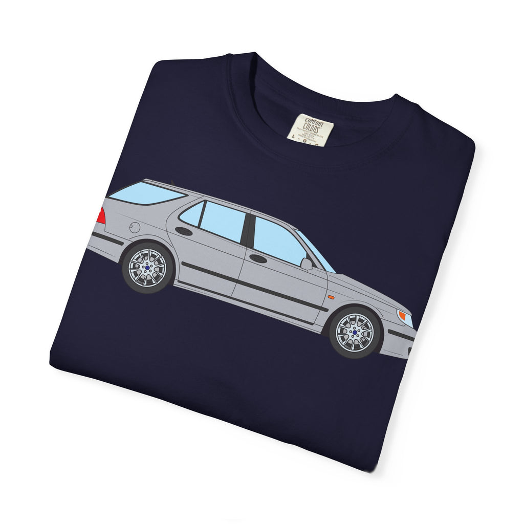 Saab 9-5 OG Aero Wagon Silver Metallic  — T-Shirt — Retro Car Graphic Tee