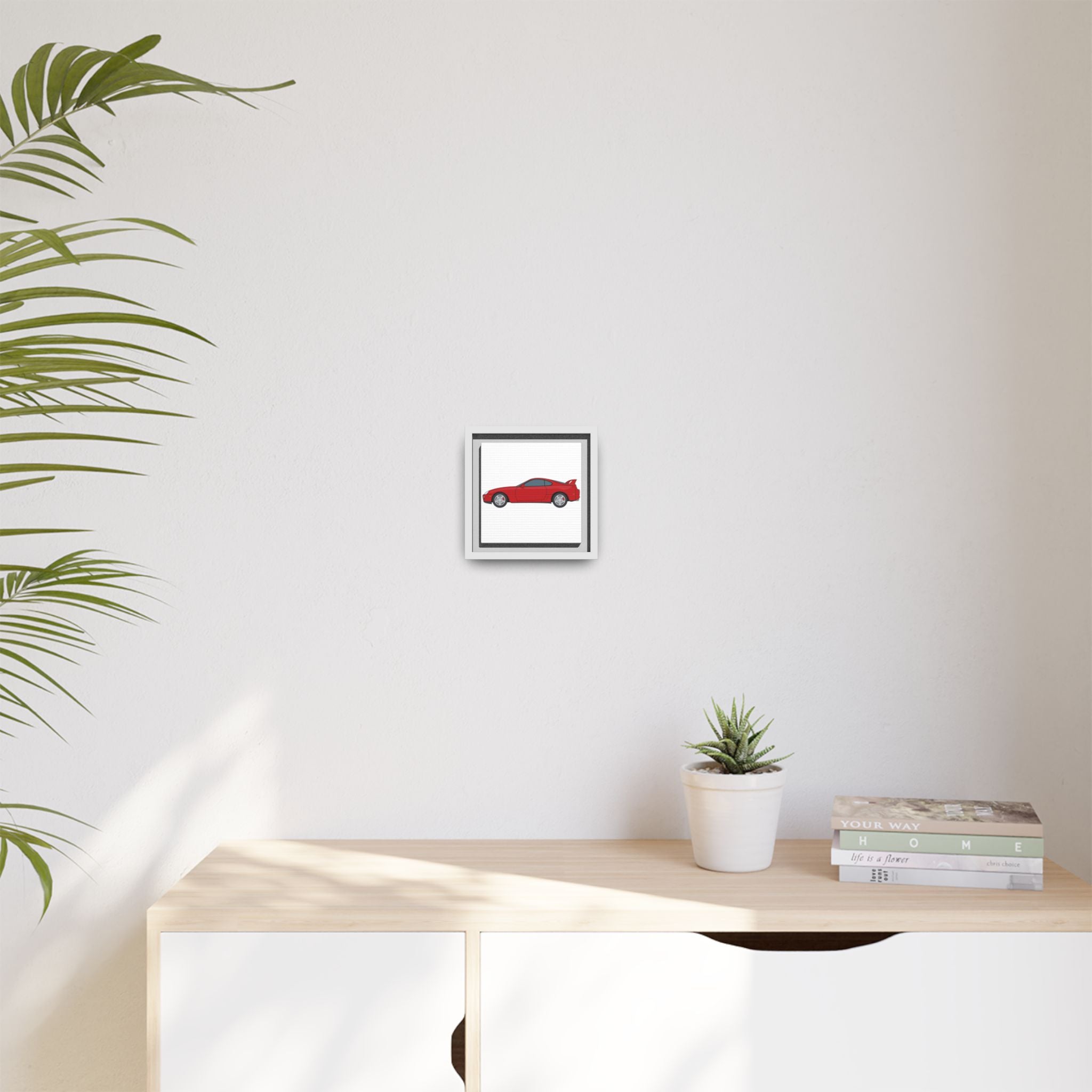 Toyota Supra MK4 Super Red ll Art Print — Framed Matte Canvas Wall Decor