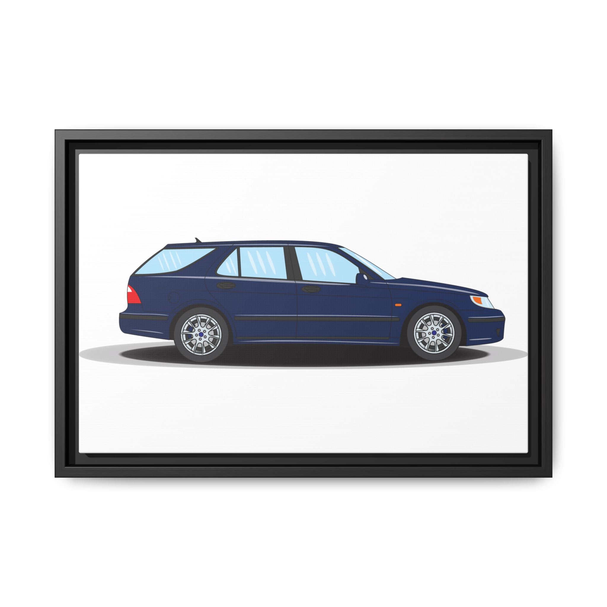 Saab 9-5 OG Aero Wagon Midnight Blue Art Print — Framed Matte Canvas Wall Decor