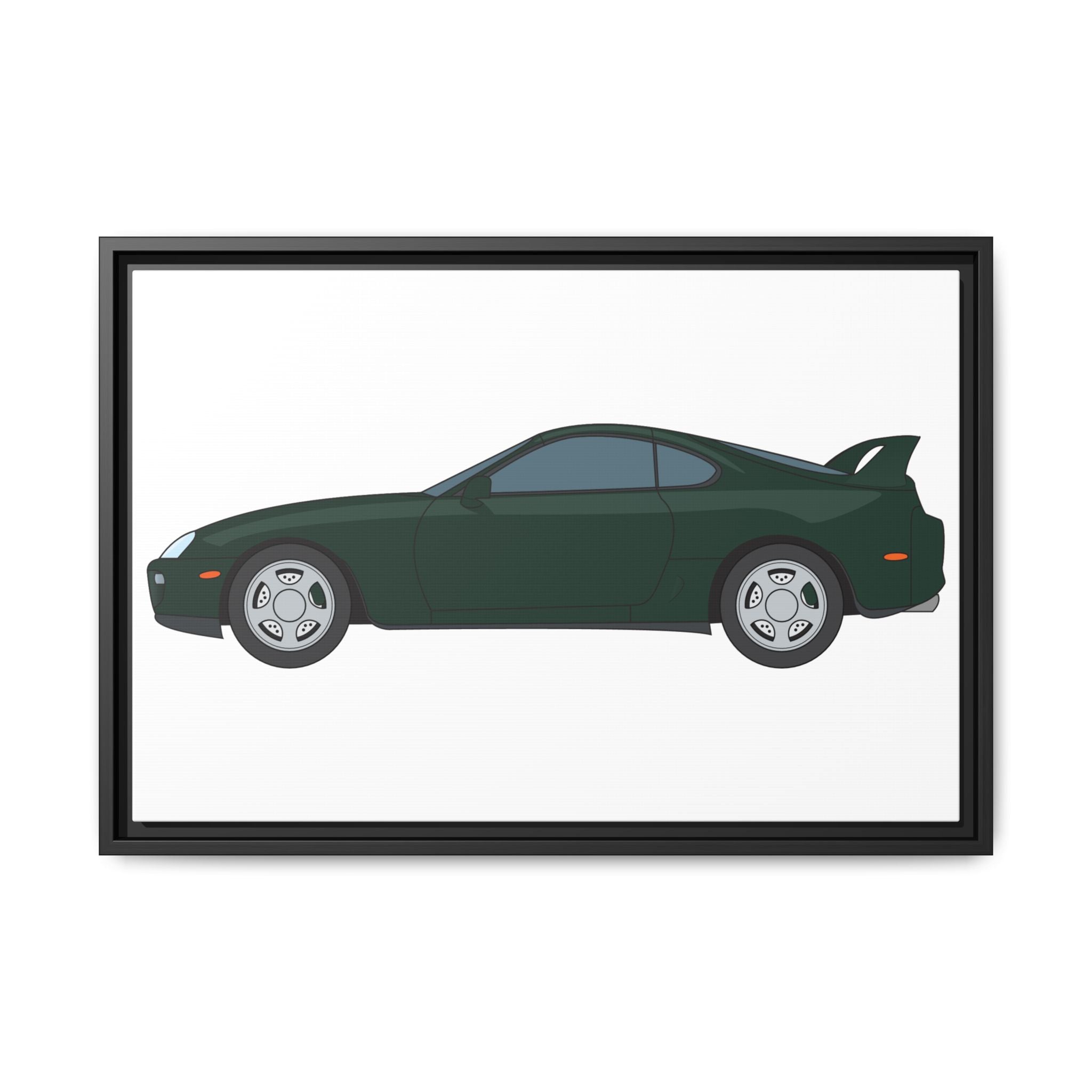 Toyota Supra MK4 Dark Green Mica Art Print — Framed Matte Canvas Wall Decor