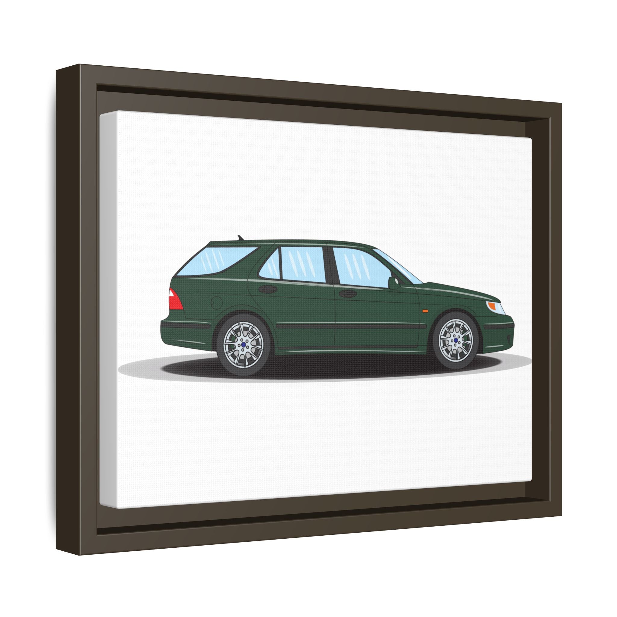 Saab 9-5 OG Aero Wagon Scarabe Green Art Print — Framed Matte Canvas Wall Decor