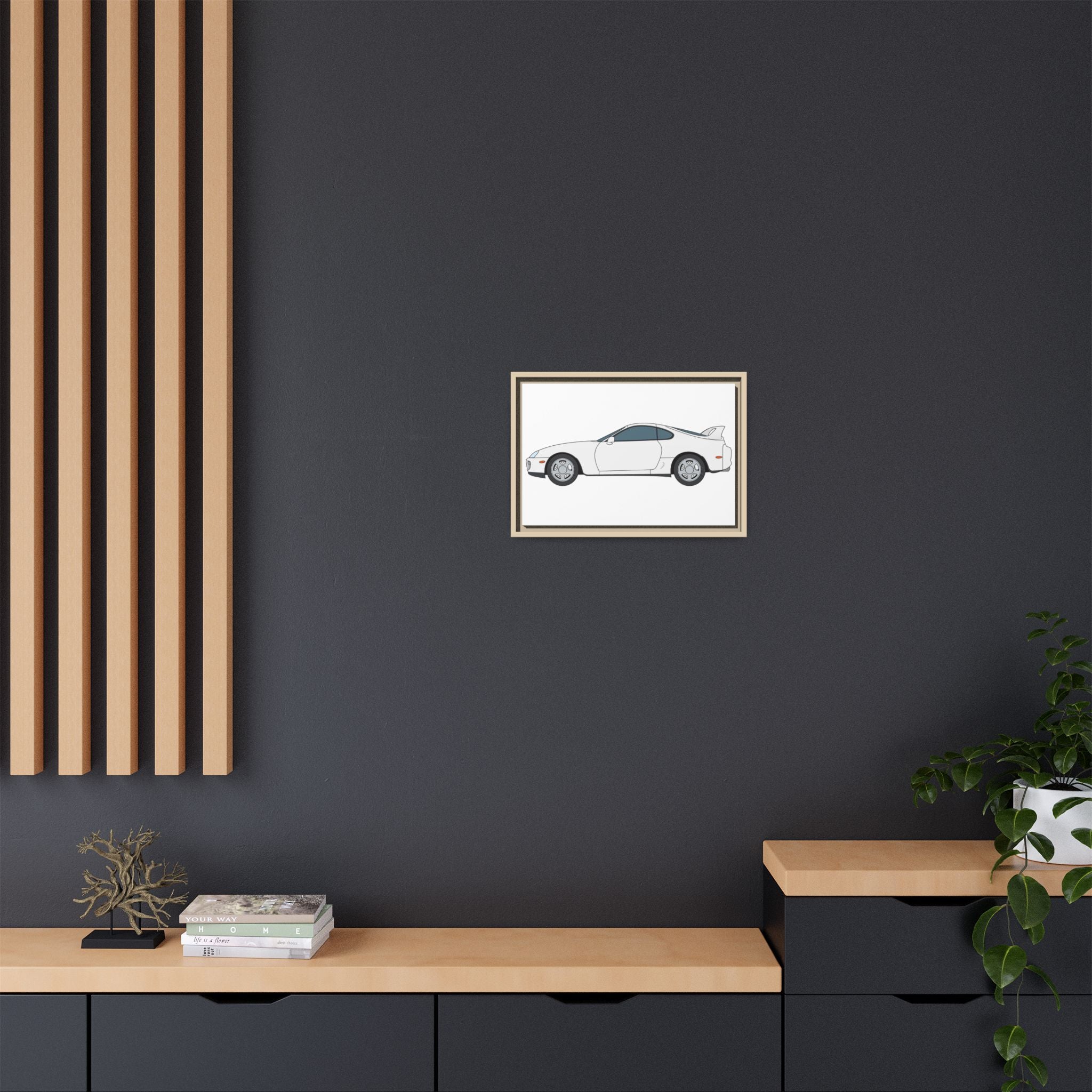 Toyota Supra MK4 Super White ll Art Print — Framed Matte Canvas Wall Decor