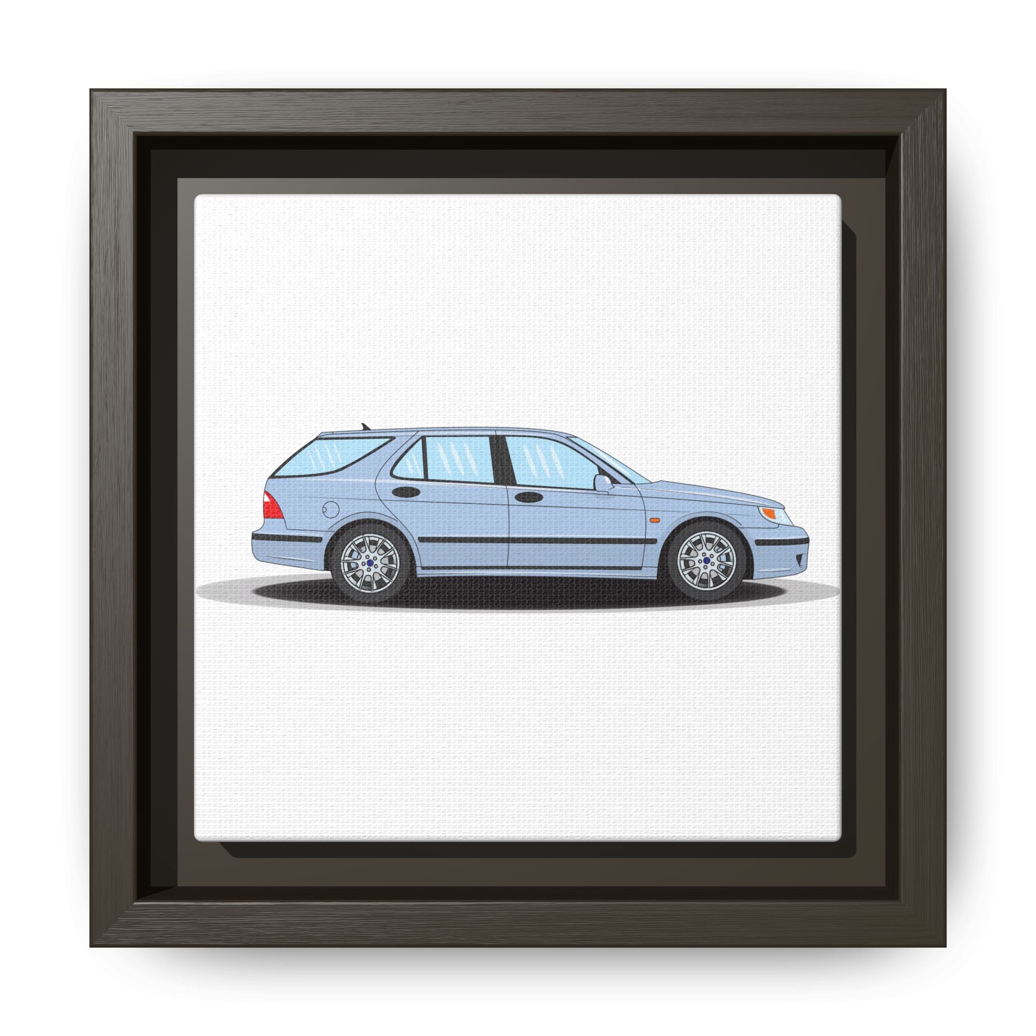 Saab 9-5 OG Aero Wagon Ice Blue Art Print — Framed Matte Canvas Wall Decor