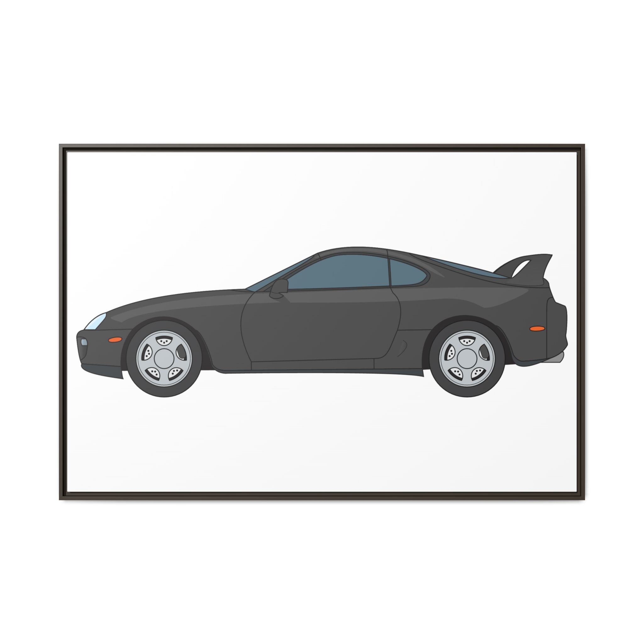 Toyota Supra MK4 Anthracite Art Print — Framed Matte Canvas Wall Decor