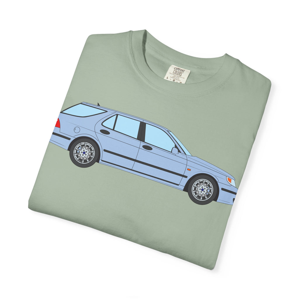 Saab 9-5 OG Aero Wagon Ice Blue  — T-Shirt — Retro Car Graphic Tee