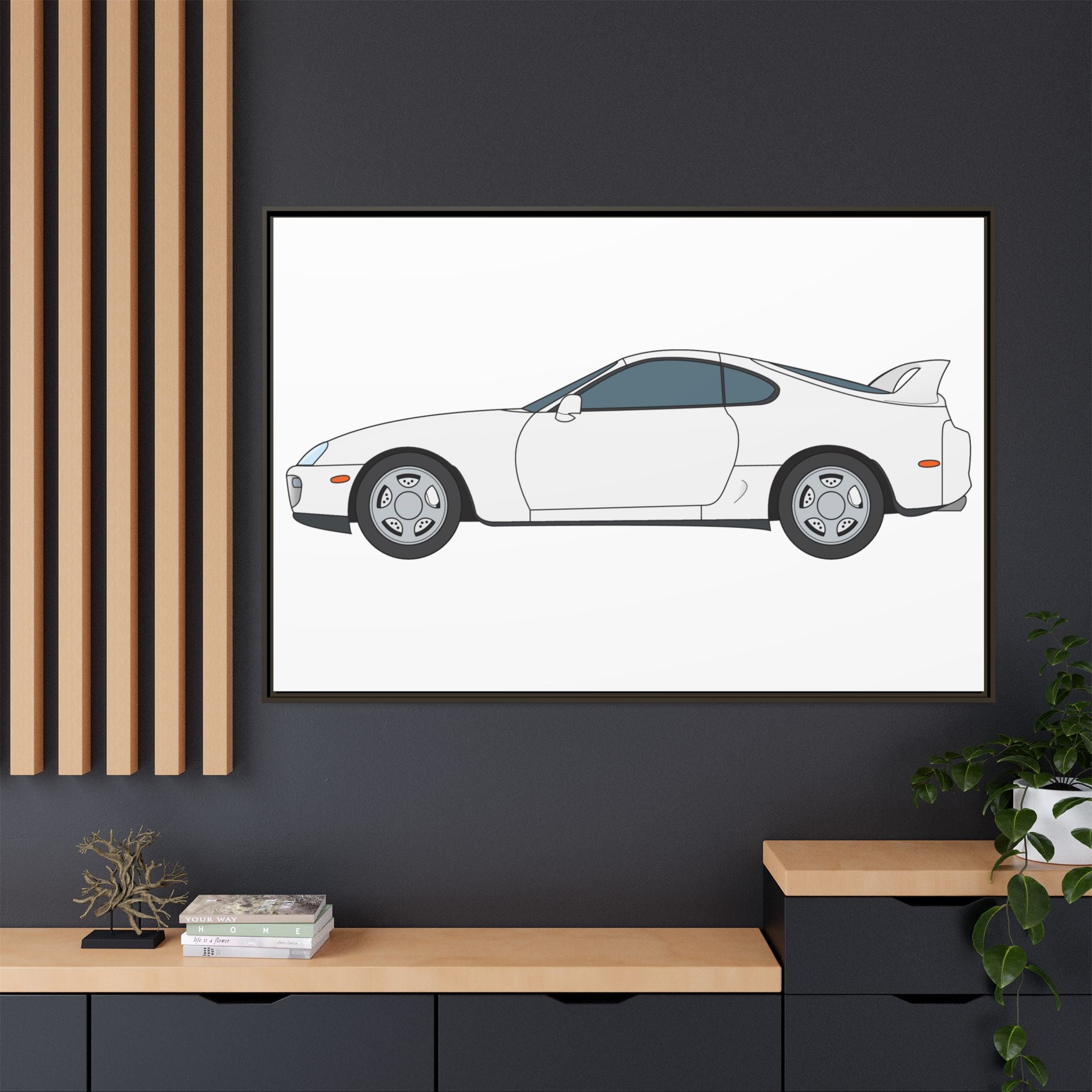 Toyota Supra MK4 Super White ll Art Print — Framed Matte Canvas Wall Decor