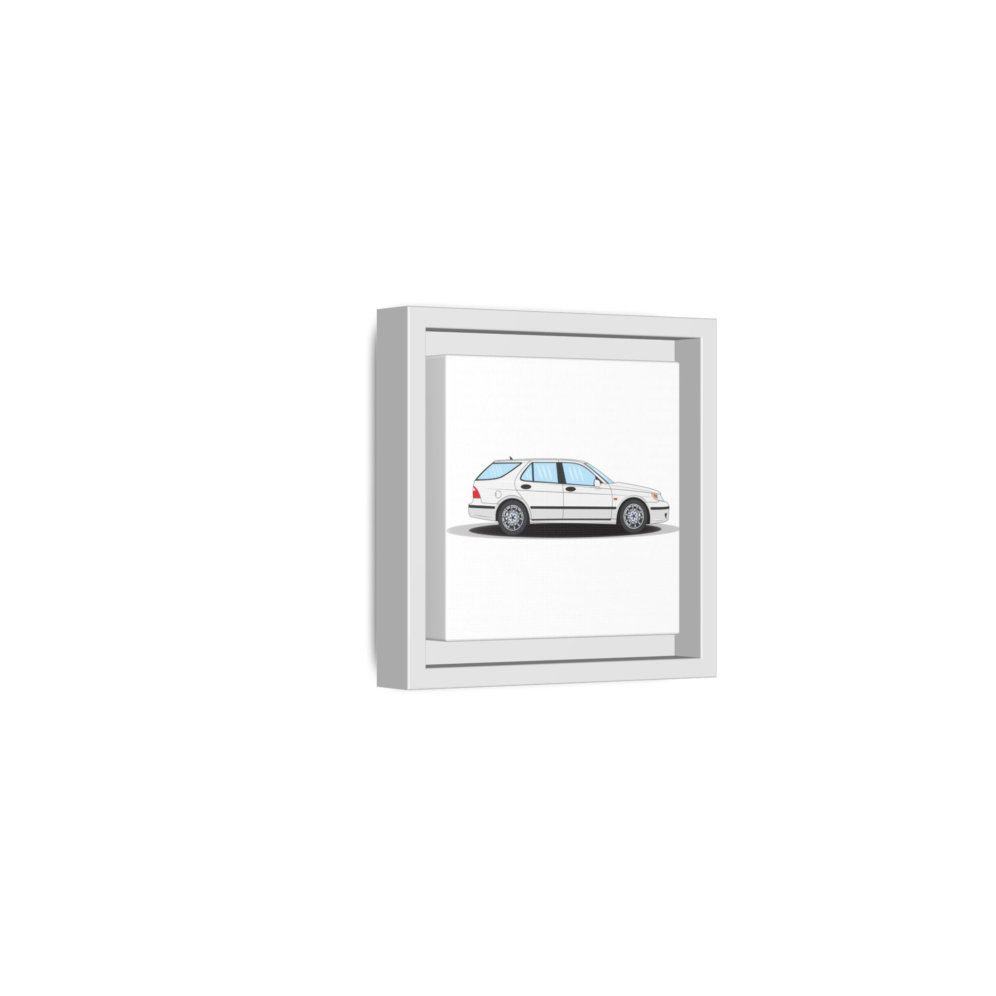 Saab 9-5 OG Aero Wagon Artic White Art Print — Framed Matte Canvas Wall Decor
