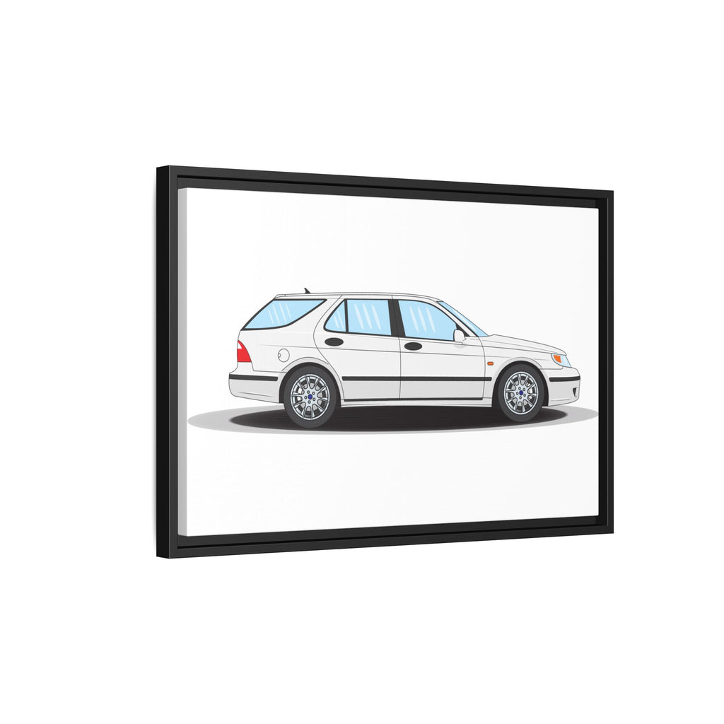 Saab 9-5 OG Aero Wagon Artic White Art Print — Framed Matte Canvas Wall Decor