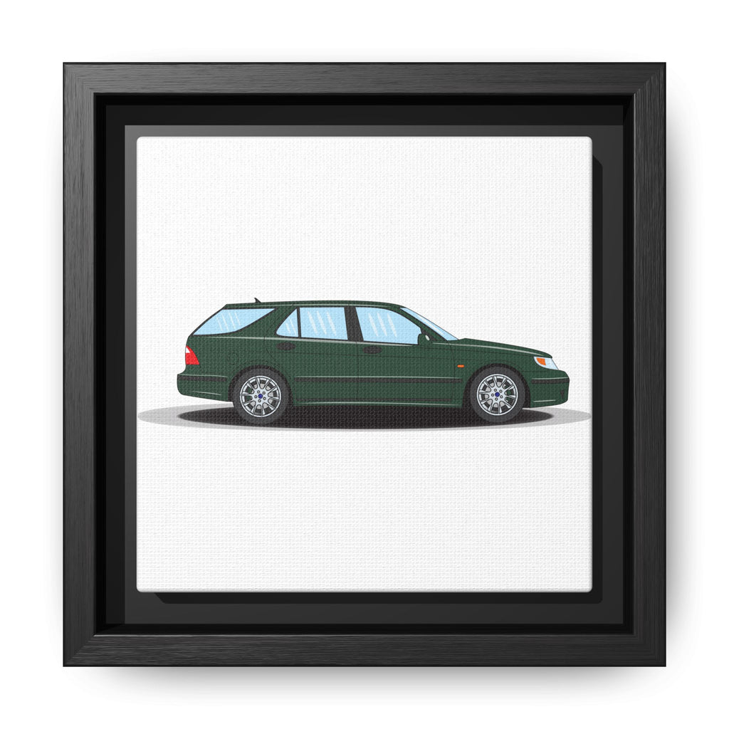 Saab 9-5 OG Aero Wagon Scarabe Green Art Print — Framed Matte Canvas Wall Decor