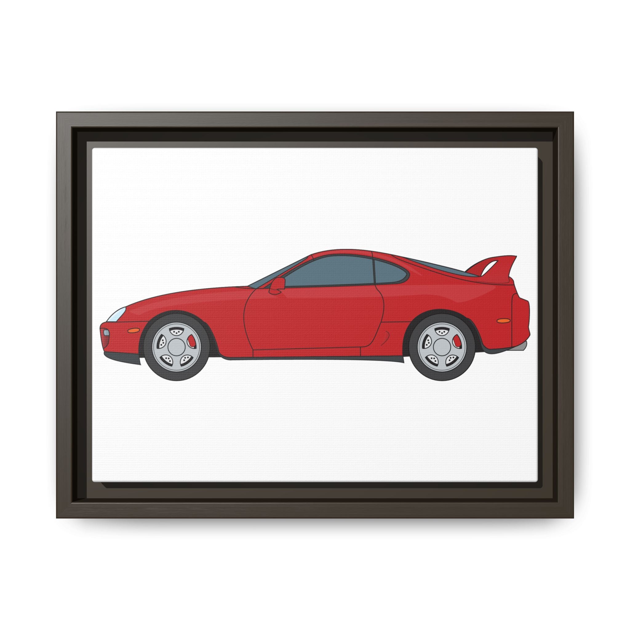 Toyota Supra MK4 Super Red ll Art Print — Framed Matte Canvas Wall Decor