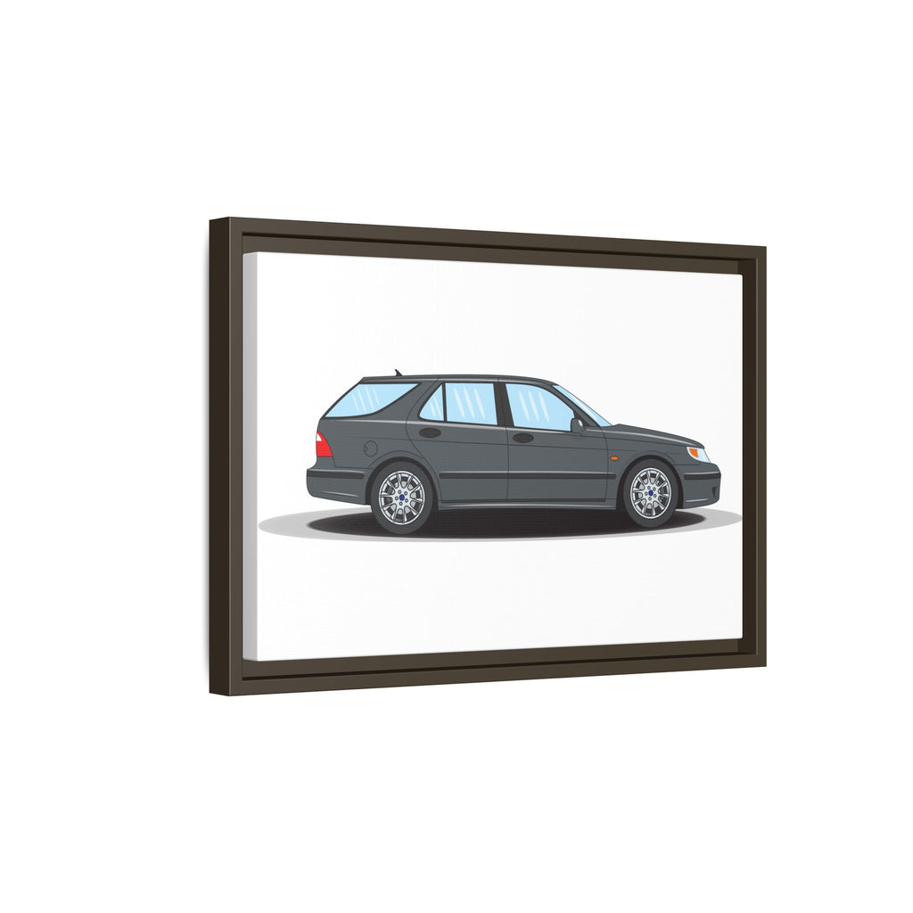 Saab 9-5 OG Aero Steel Grey Art Print — Framed Matte Canvas Wall Decor