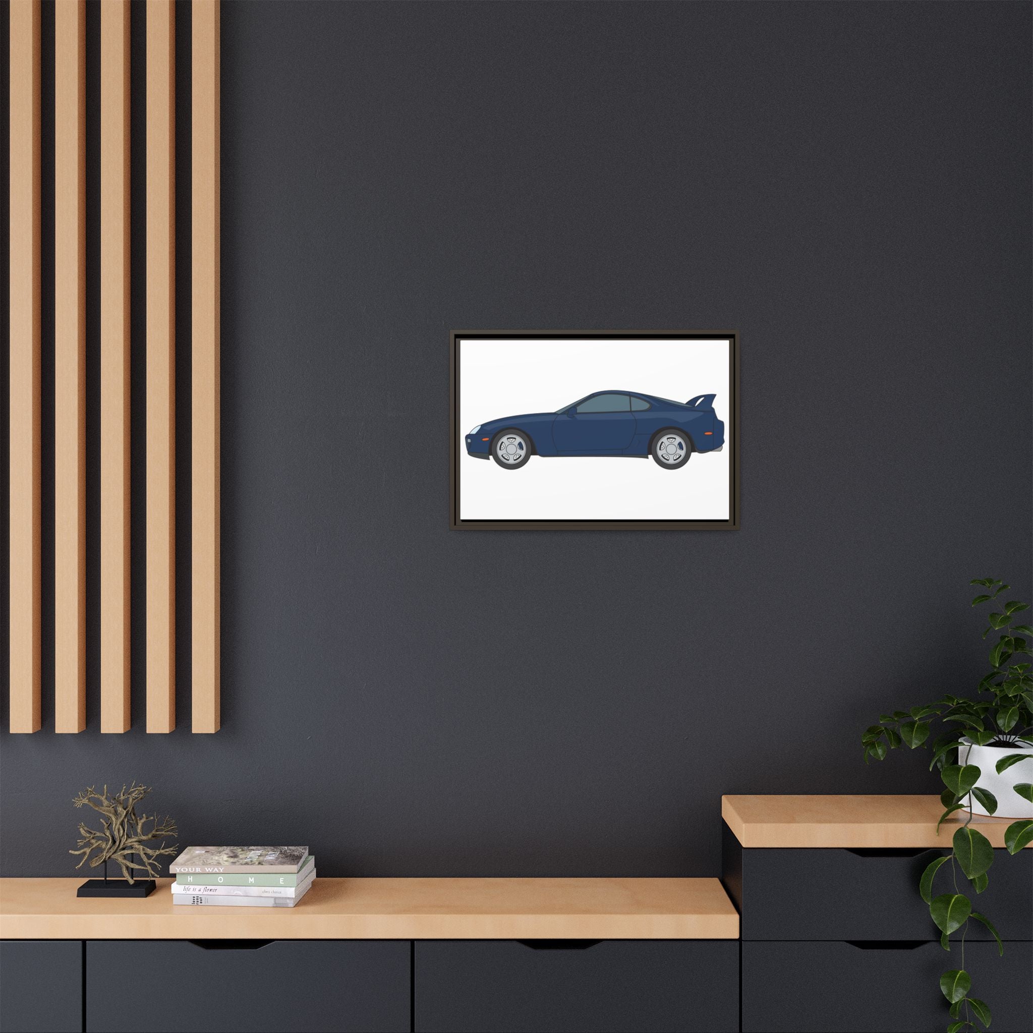 Toyota Supra MK4 Royal Sapphire Art Print — Framed Matte Canvas Wall Decor