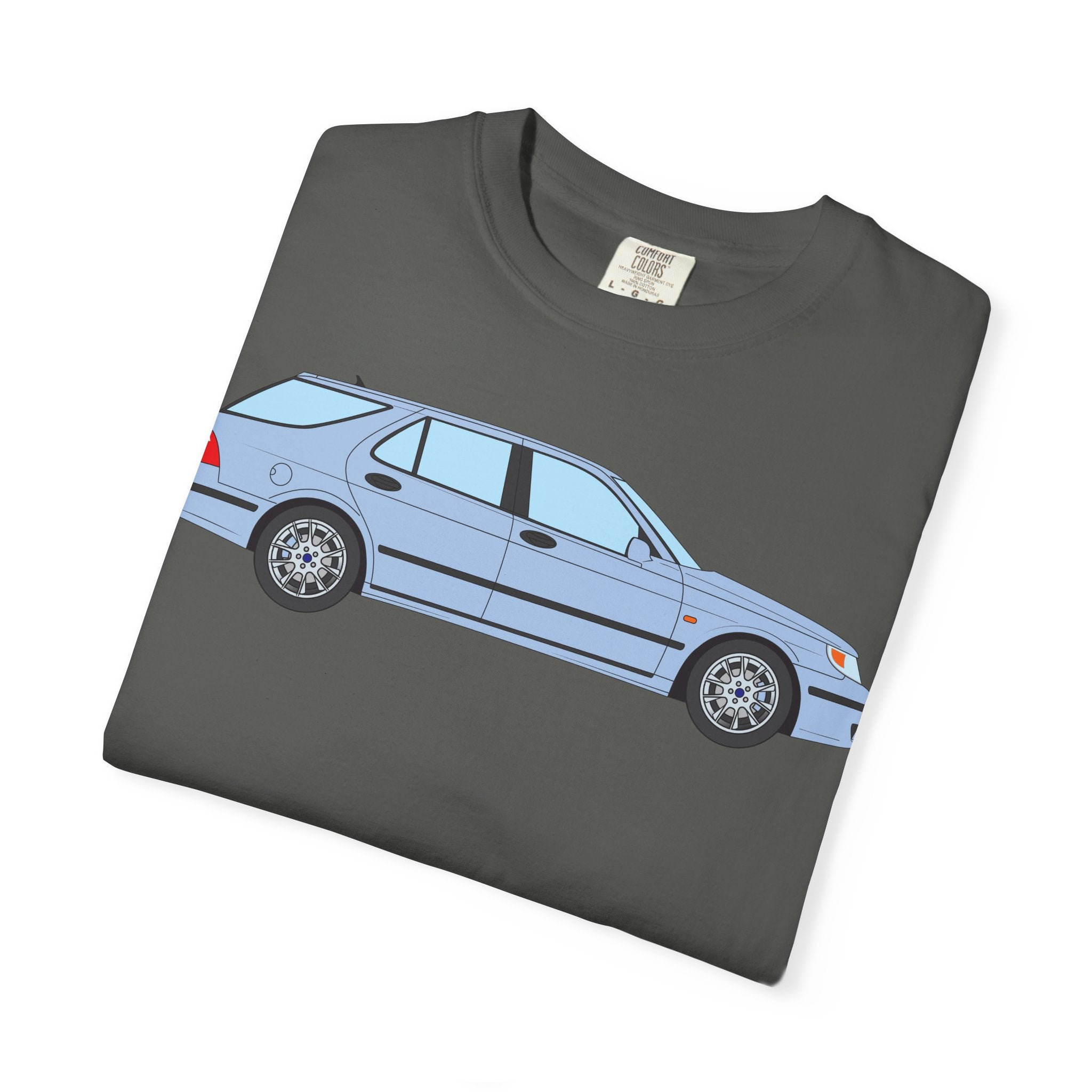 Saab 9-5 OG Aero Wagon Ice Blue  — T-Shirt — Retro Car Graphic Tee
