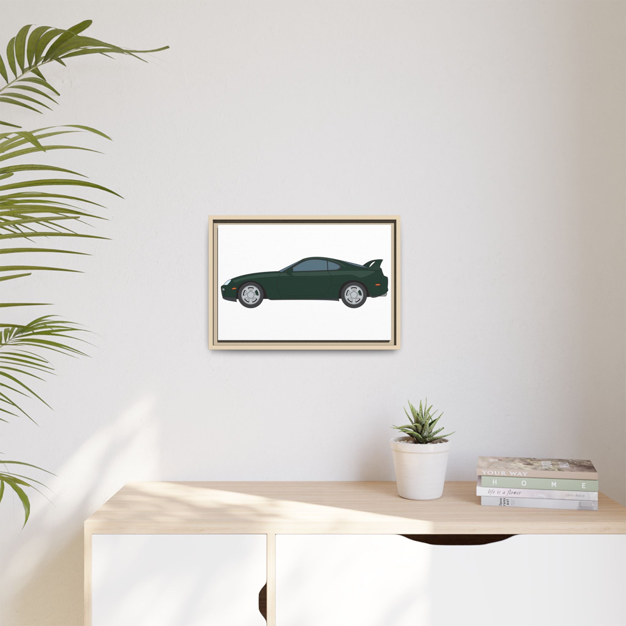 Toyota Supra MK4 Dark Green Mica Art Print — Framed Matte Canvas Wall Decor