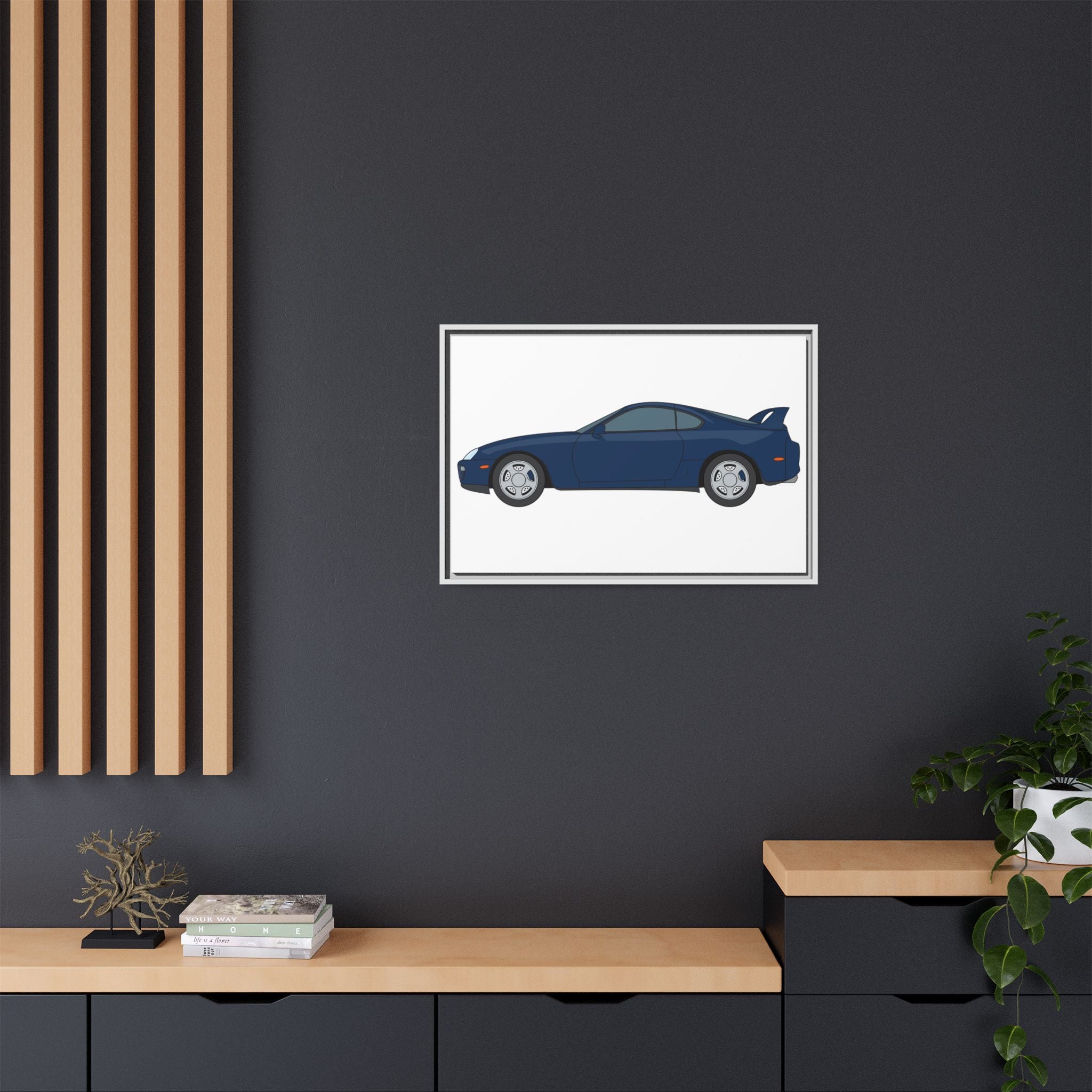 Toyota Supra MK4 Royal Sapphire Art Print — Framed Matte Canvas Wall Decor